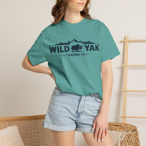 Wild Yak Logo on Unisex Garment-Dyed T-shirt
