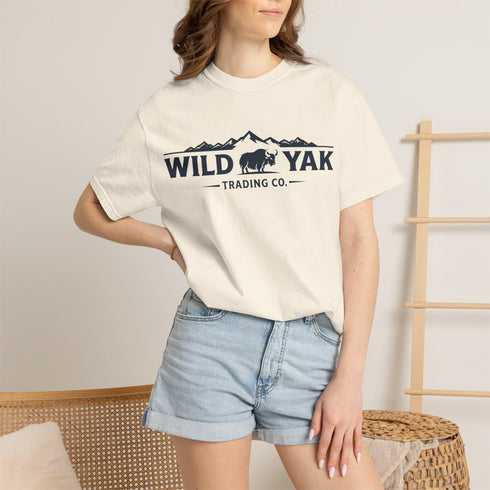 Wild Yak Logo on Unisex Garment-Dyed T-shirt