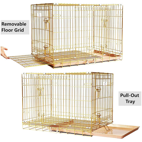 24-42" Copper Gold Wire Dog Crate GLD24/30/36/42