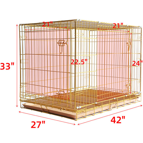24-42" Copper Gold Wire Dog Crate GLD24/30/36/42