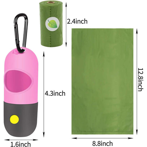 2-Pack: Dog Poop Bag Dispenser with Built-in LED Flashlight
