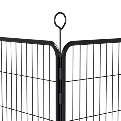 Dog Playpen, 16 Panels Pet Exercise Pen Indoor / Outdoor Fence With Anti Skid Base - Black