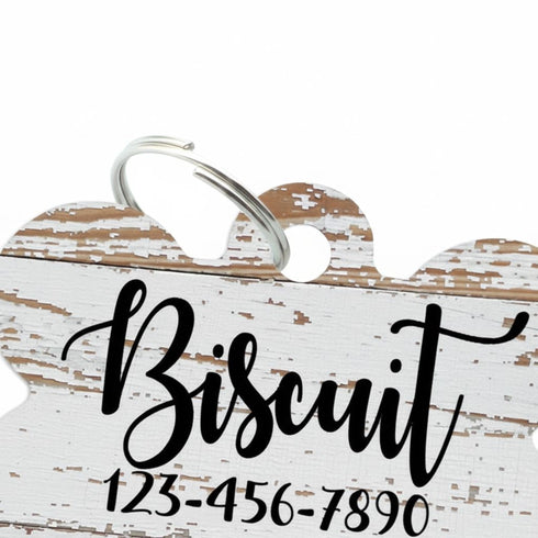 Pet ID Tag, Weathered Wood Pattern Custom Dog Name Tag, personalized dog tag, wood texture pet id tag, woodgrain dog name tag