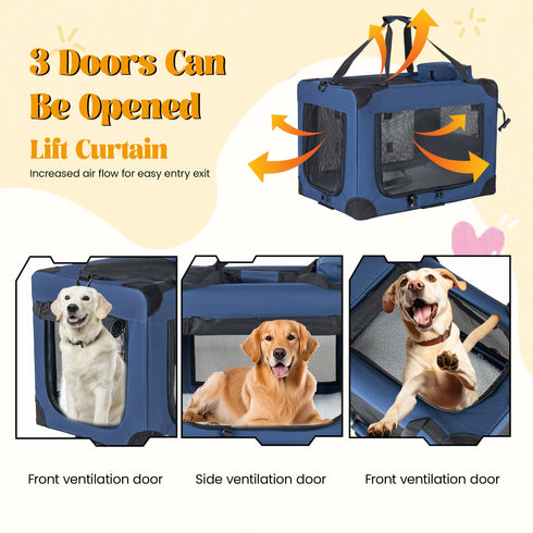 40" Soft Dog Crates Kennel with Mesh Windows