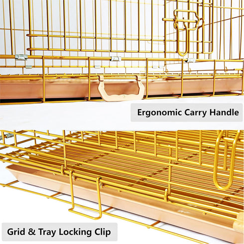 24-42" Copper Gold Wire Dog Crate GLD24/30/36/42