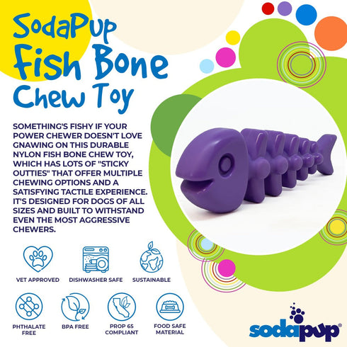 Fish Bone Nylon Dog Toy for Aggressive Chewers | USA Made | SodaPup