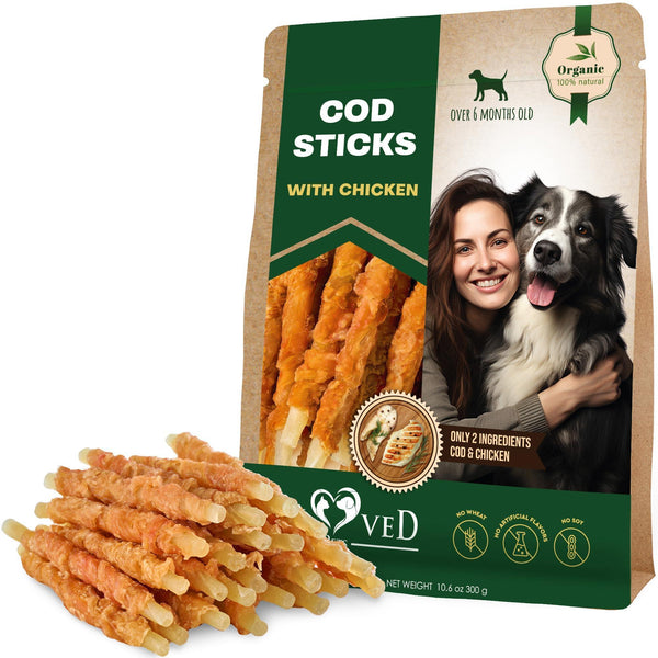 Cod Sticks Dog Treats Chicken-Wrapped Rawhide-Free & Grain-Free Chews