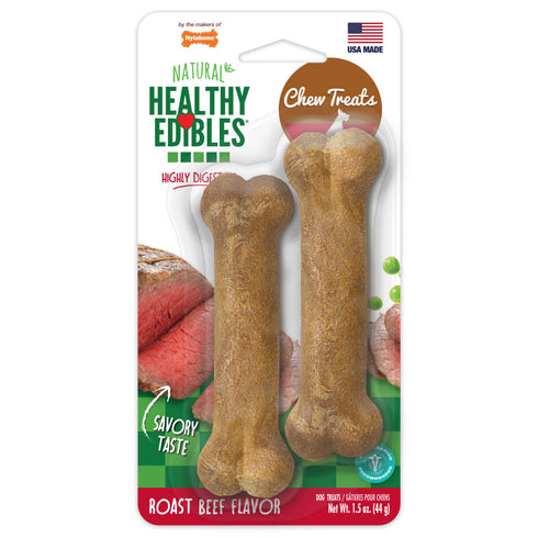 Nylabone Healthy Edibles All-Natural Long Lasting Roast Beef Dog Chew Treats (2pk) (1.5oz)