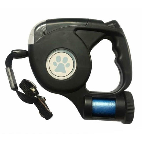 4.5M LED Flashlight Extendable Retractable Pet Dog Leash Lead with Garbage Bag