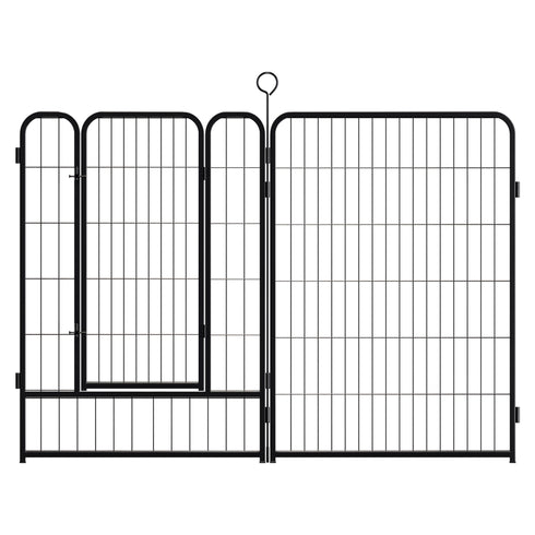 Dog Playpen, 16 Panels Pet Exercise Pen Indoor / Outdoor Fence With Anti Skid Base - Black