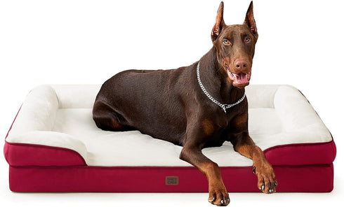 EHEYCIGA Orthopedic Dog Beds for Extra Large Dogs 44x32Inch, Waterproof Memory Foam XL Pet Bed with Sides, Non-Slip and Egg-Crate Foam Big Dog Couch Bed with Washable Removable Cover, Grey