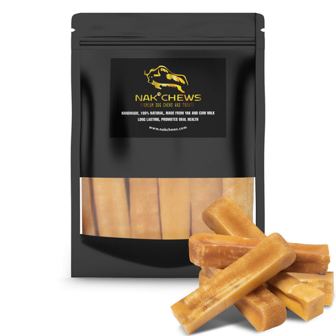 NAK Himalayan Yak Cheese Dog Chews - Natural Healthy & Safe Treat for Small & Medium Dogs - Long Lasting Dental Chew Rich in Protein & Calcium - Gluten-Free Lactose-Free - 6 Chews for Medium Dogs