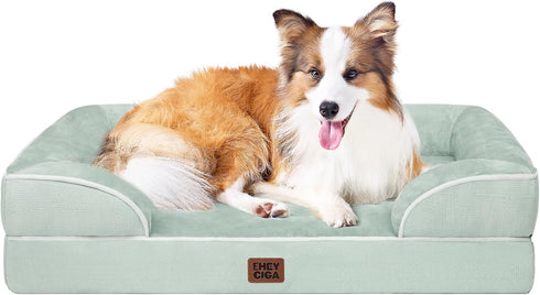 EHEYCIGA Orthopedic Dog Beds for Extra Large Dogs 44x32Inch, Waterproof Memory Foam XL Pet Bed with Sides, Non-Slip and Egg-Crate Foam Big Dog Couch Bed with Washable Removable Cover, Grey