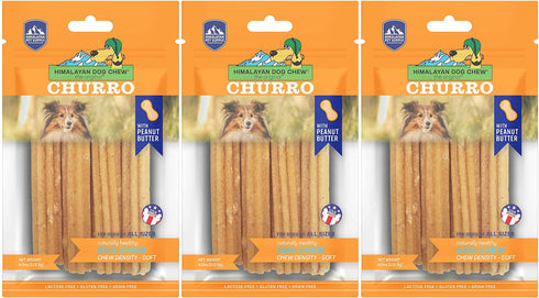 Himalayan Chews 3 Pack of Peanut Butter Yaky Churros Soft Chews 4 Ounces Each for Dogs No Lactose or Grains