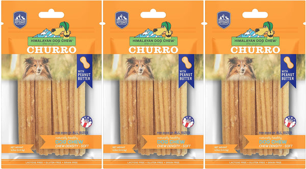Himalayan Chews 3 Pack of Peanut Butter Yaky Churros Soft Chews 4 Ounces Each for Dogs No Lactose or Grains