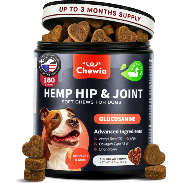 Glucosamine for Dogs Joint Supplement for Dogs Glucosamine Chondroitin 180 Hip and Joint Care Mobility Chews MSM, Turmeric Advanced Mobility Support Bone Health Large and Small Breeds