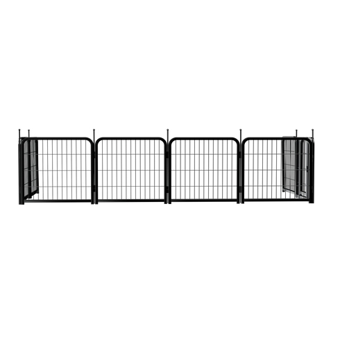 8-panel dog fence, 24 inch small dog pet fence, portable indoor pet game fence. Black, 22.2 inches wide x 23.6 inches high.