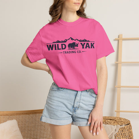 Wild Yak Logo on Unisex Garment-Dyed T-shirt