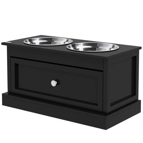 PawHut Large Elevated Dog Bowls with Storage Drawer