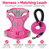 Matching Dog Harness and Leash Set with Hidden Tracker Pocket, Reflective No-Pull