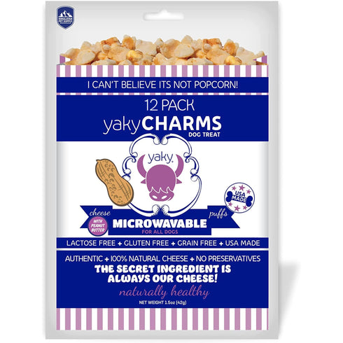Himalayan Dog Chew YakyCharms Peanut Butter Popcorn Dog Treats | Dog Training Treats for Dogs 100% Yak Cheese | Microwavable Gluten Grain Lactose Free USA Made | 12 Pack White