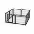 8-panel dog fence, 24 inch small dog pet fence, portable indoor pet game fence. Black, 22.2 inches wide x 23.6 inches high.