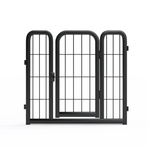 Outdoor 12 piece dog fence, 24 inch portable indoor game fence for small dog pets. Black, 22.2 inches wide x 23.6 inches high.