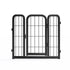 Outdoor 12 piece dog fence, 24 inch portable indoor game fence for small dog pets. Black, 22.2 inches wide x 23.6 inches high.