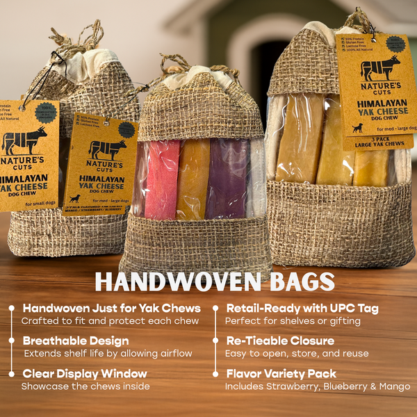 Large Yak Cheese (3 Pack) in Hand Woven Bag