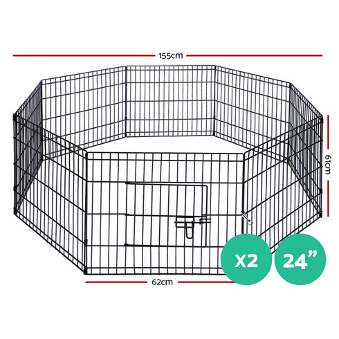 i.Pet 2X24" 8 Panel Pet Dog Playpen Puppy Exercise Cage Enclosure
