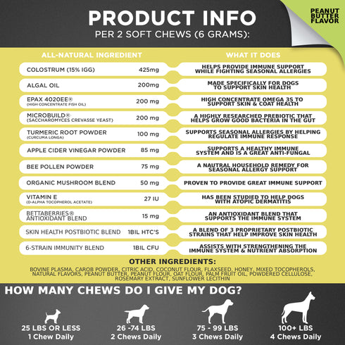 Allergy & Immune Support Chews for Dogs (Peanut Butter Flavor)