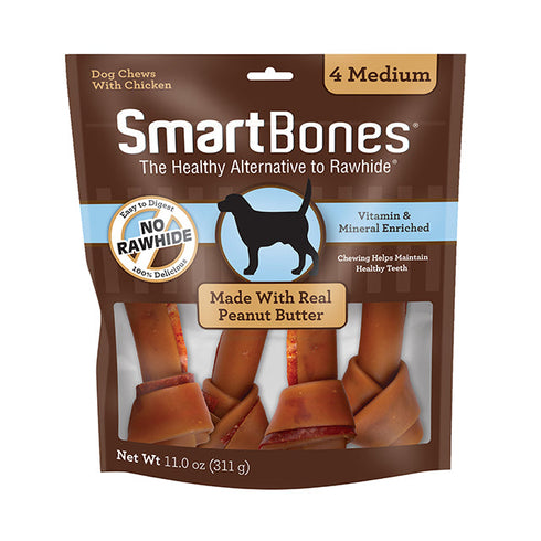 Smartbones Peanut Butter Classic Bone Chews - Medium (4pk) (11oz)