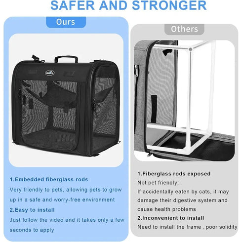 Wakytu Two-in-One Foldable Cat and Dog Carrier | Double Pet Transportation Bag