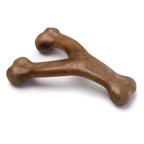 Durable Bone Dog Chew Toy for Aggressive Chewers Real Bacon Flavored Nylon Made in USA Medium Size Dog Dental Health