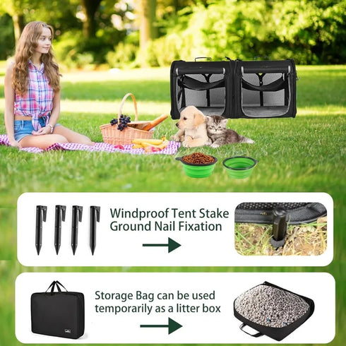 Wakytu Two-in-One Foldable Cat and Dog Carrier | Double Pet Transportation Bag