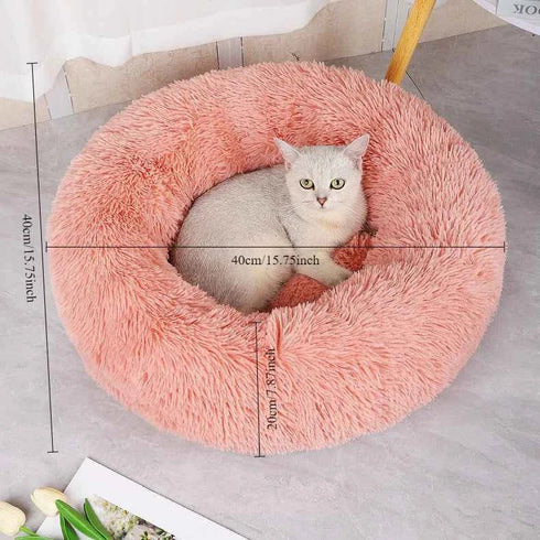 Calming Round Pet Bed: Plush Donut Cuddler for Dogs & Cats