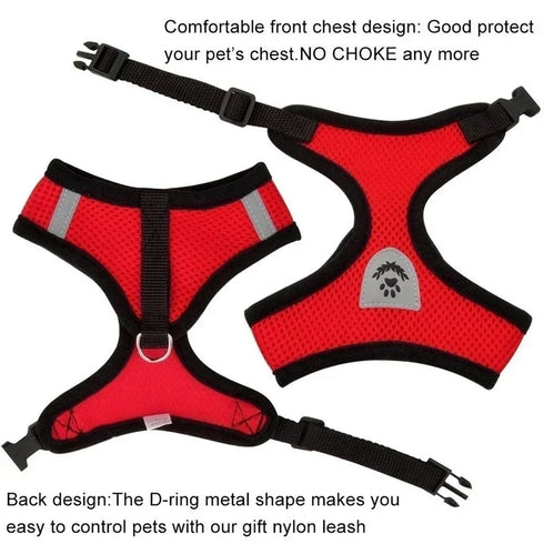 Adjustable Mesh Pet Harness with Leash, Polyester Vest Type Walking Strap for Small Medium Cats Dogs