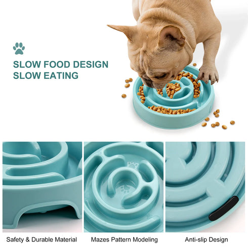 Pet Dog Slow Feeder Bowl Fun Non Slip Anti-Gulping Slower Food Feeding Dishes Eco Dog Bowl for Small Medium Large Dogs Puppy