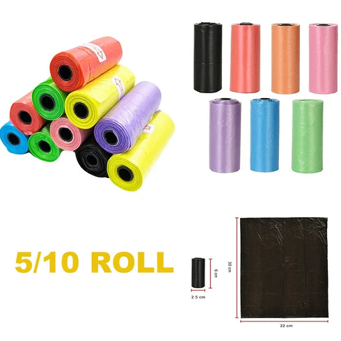 5/10 Rolls Dog Poop Bag Pet Poop Bags Dog Cat Waste Pick Up Clean Bag For Puppy Dogs Random Color Outdoor Pet Supplies