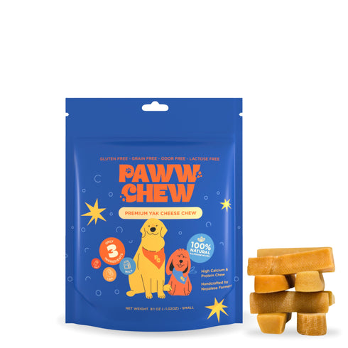 PAWW CHEW Himalayan Yak Chews for Small Dogs - 100% Natural Long Lasting Dog Treat (Small - 8 Pack) Odorless High Protein Yak Cheese Limited Ingredient Yak Bones for Small Dogs