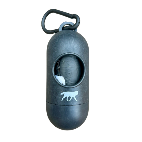 compostable plant-based dog poop bags + bamboo dispenser