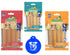 Himalayan Pet Supply Churro Dog Chew Treats in 3 Flavor Variety Bundle: (1) Cheese (1) Cheese W/Peanut Butter & (1) Cheese W/Bacon (3 Bags Total 4 Sticks per Bag 12 Sticks Total) + Silicone Lid