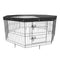 Dog Playpen, 8 Panels Foldable Metal Dog Exercise Pen with Top Cover, 24" H Pet Fence Puppy Crate Kennel with Ground Stakes, Indoor Outdoor Dog Pen for Small Medium Pets, for Camping, Yard