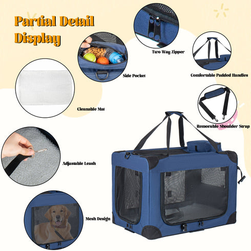 40" Soft Dog Crates Kennel with Mesh Windows