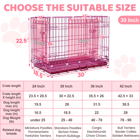 24-42" Pink Wire Dog Crate RED24-42