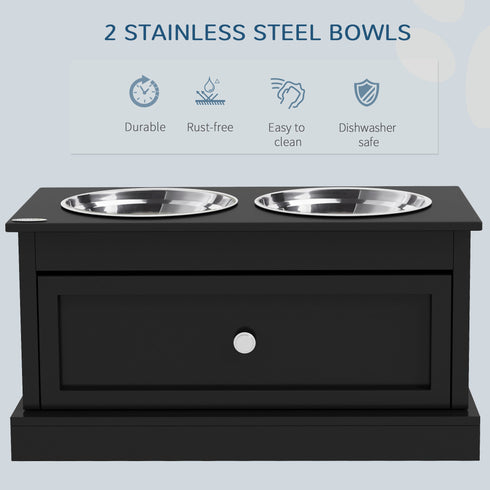 PawHut Large Elevated Dog Bowls with Storage Drawer