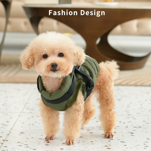 JoyDaog Dog Jacket Harness Fleece Lined Warm Winter Vest LightOrange Size M