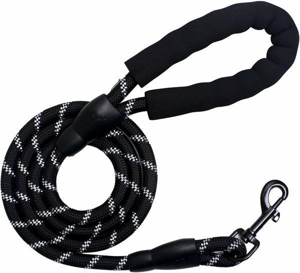 YALAVA Dog Leash 4FT Heavy Duty Reflective Nylon Rope 360° Swivel Hook Black