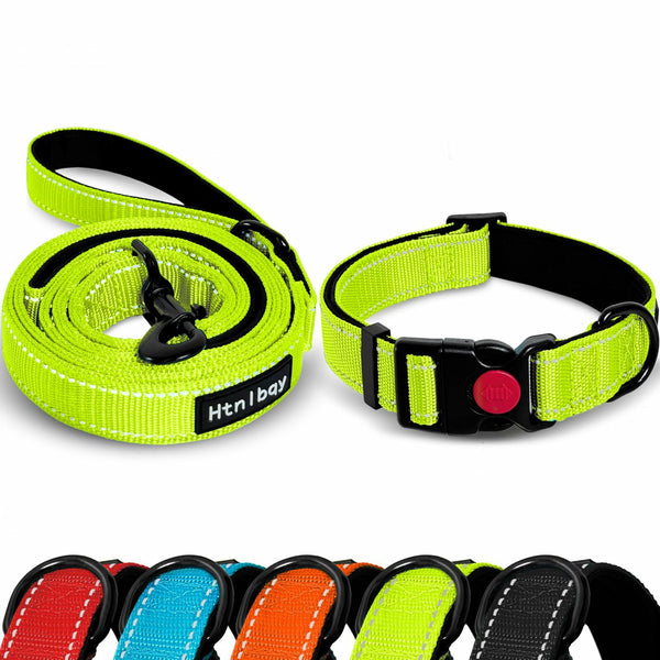 Htnlbqy Dog Leash Large Nylon Reinforced Reflective 5FT Bright Green