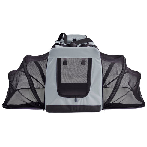 Pet Life ® 'Hounda Accordion' Metal Framed Soft-Folding Collapsible Dual-Sided Expandable Pet Dog Crate